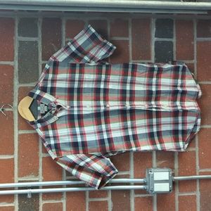 J Crew Plaid Short Sleeve Button Up T-shirt Size Medium M Like New